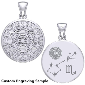 Large Seal of Solomon with Zodiac Symbol Sterling Silver Pendant TMD320-CUSTOM